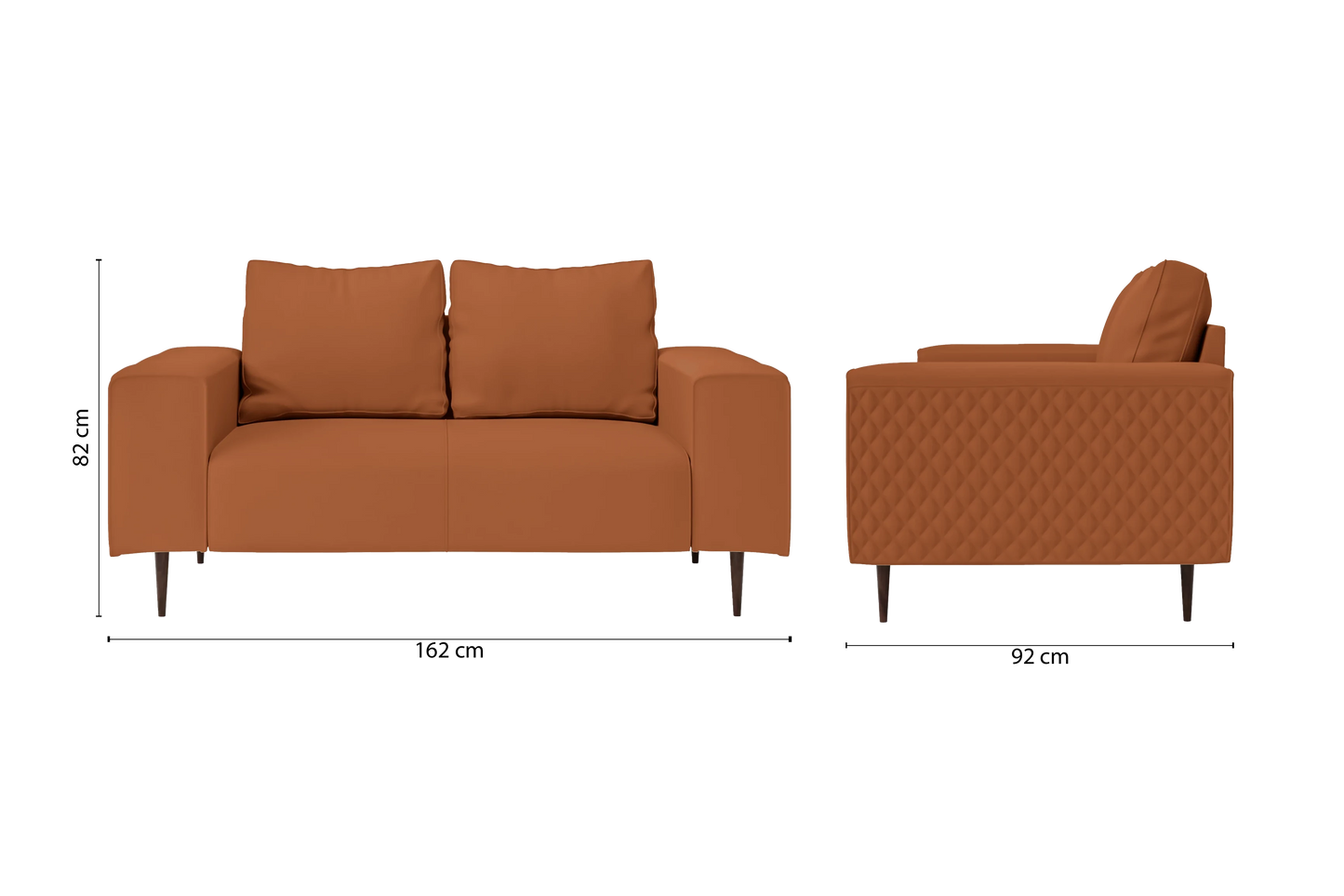 Udine 2 Seater Sofa Tan Brown Leather