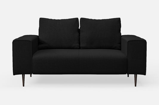 Udine 2 Seater Sofa Black Linen Fabric