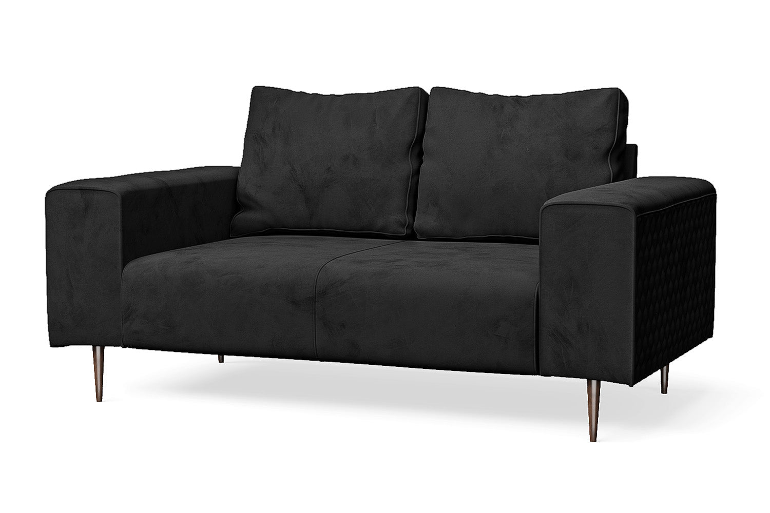 Udine 2 Seater Sofa Black Velvet