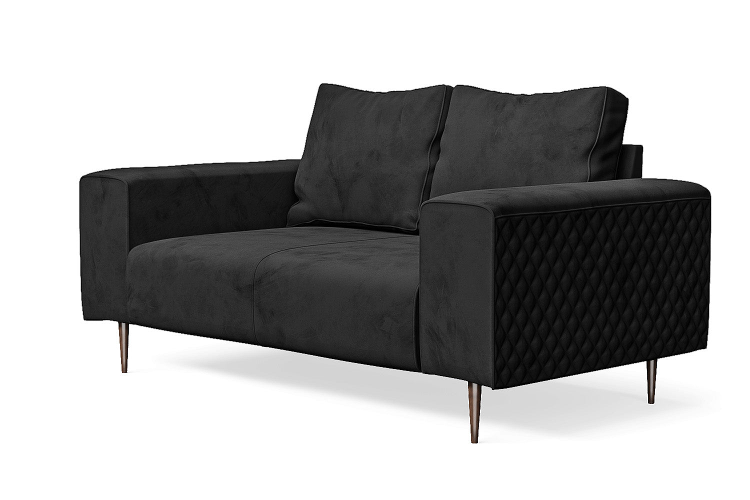 Udine 2 Seater Sofa Black Velvet