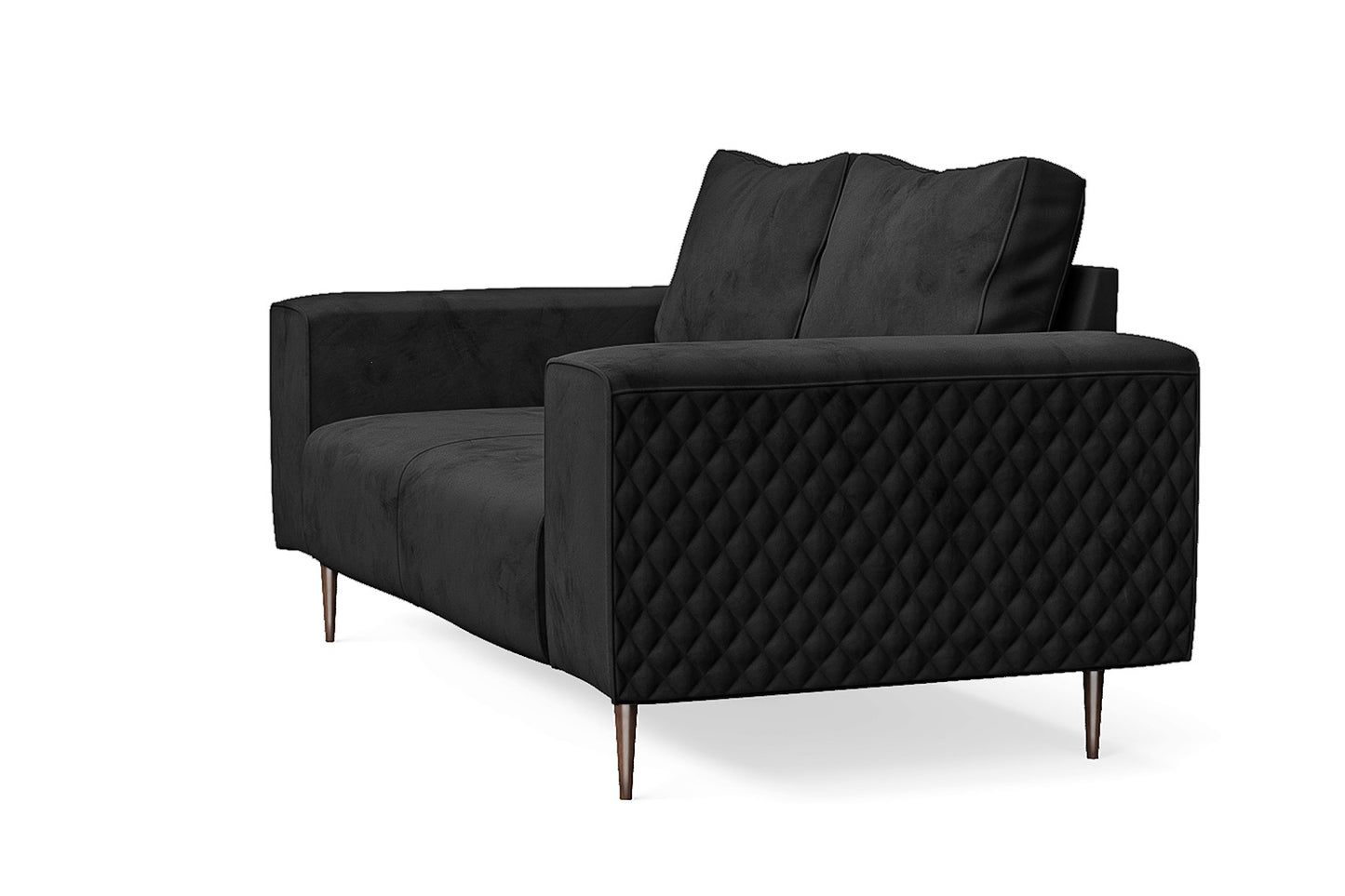 Udine 2 Seater Sofa Black Velvet