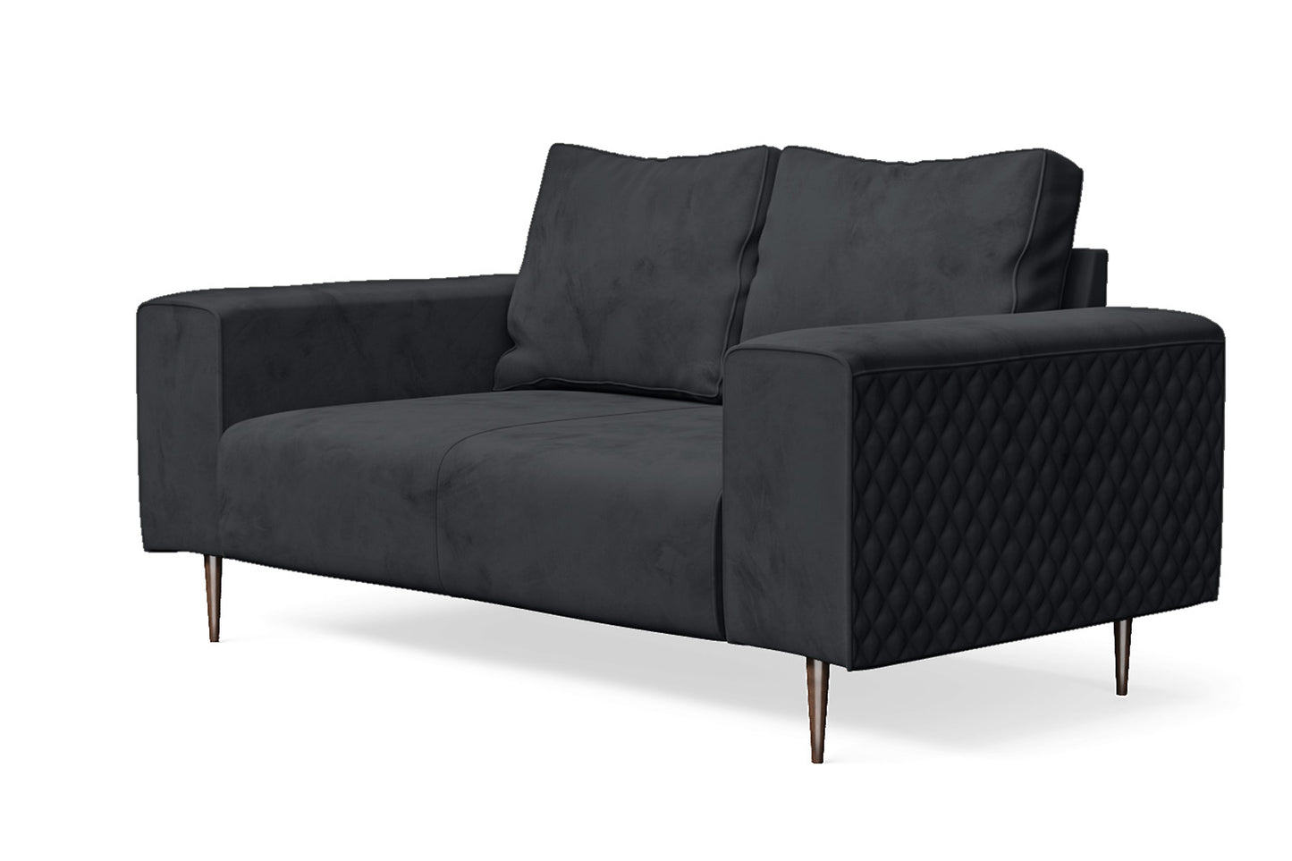 Udine 2 Seater Sofa Dark Grey Velvet