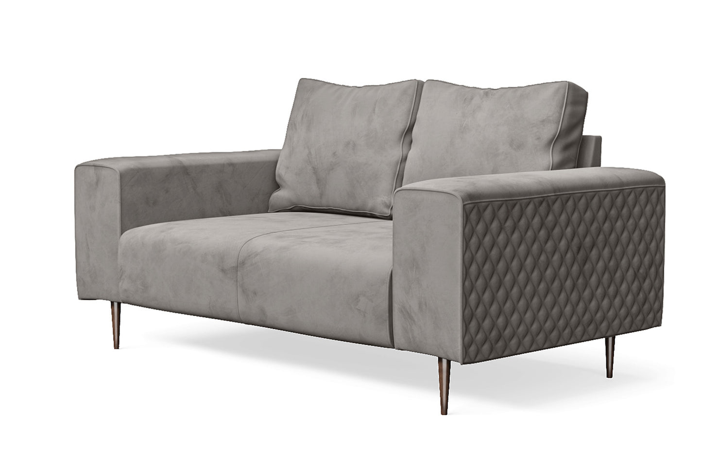 Udine 2 Seater Sofa Grey Velvet