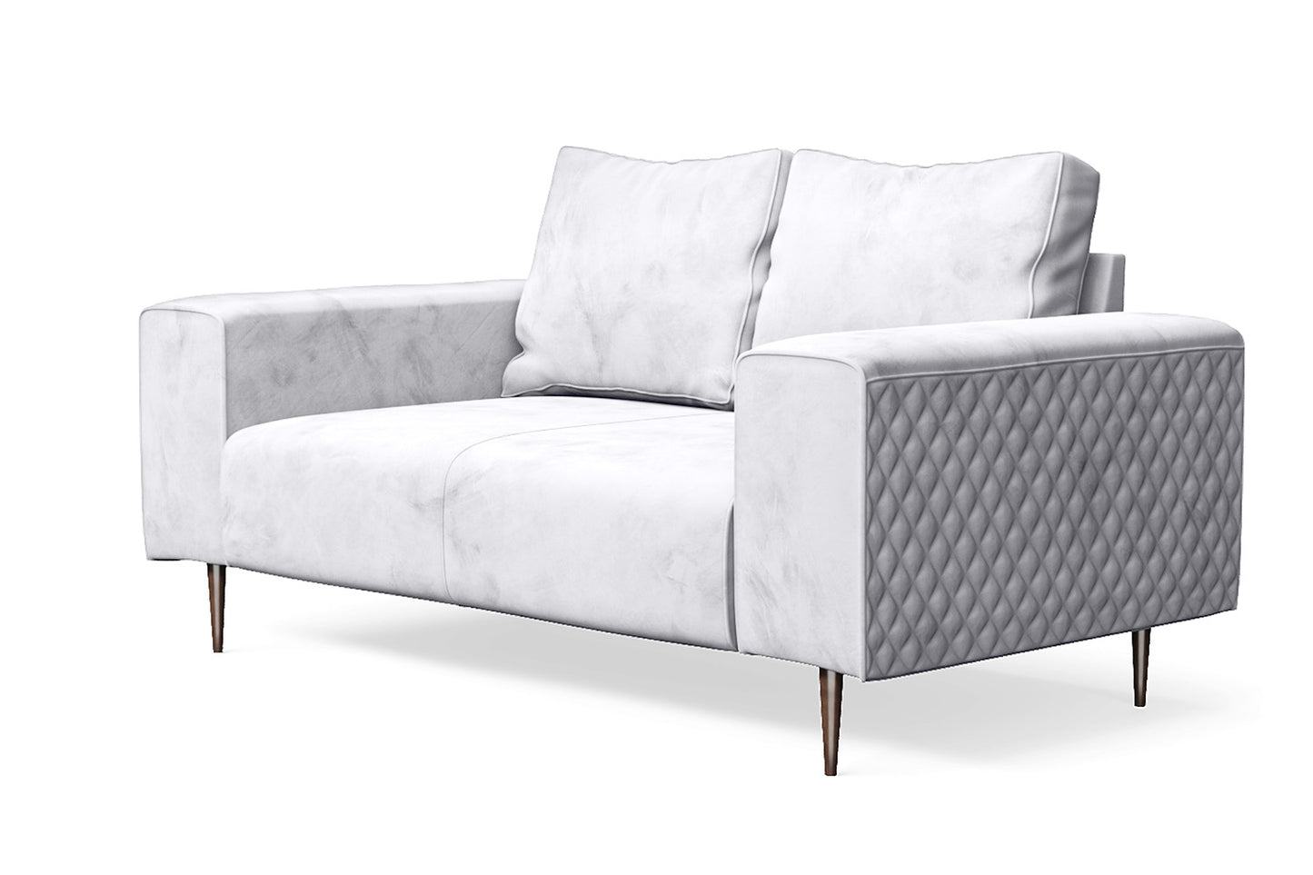 Udine 2 Seater Sofa Silver Velvet