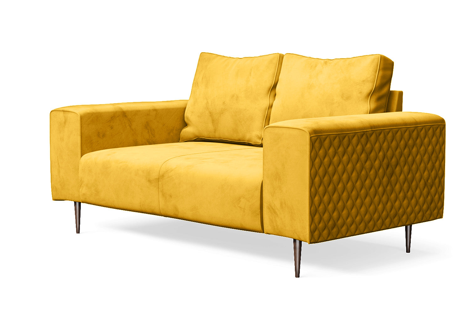 Udine 2 Seater Sofa Yellow Velvet