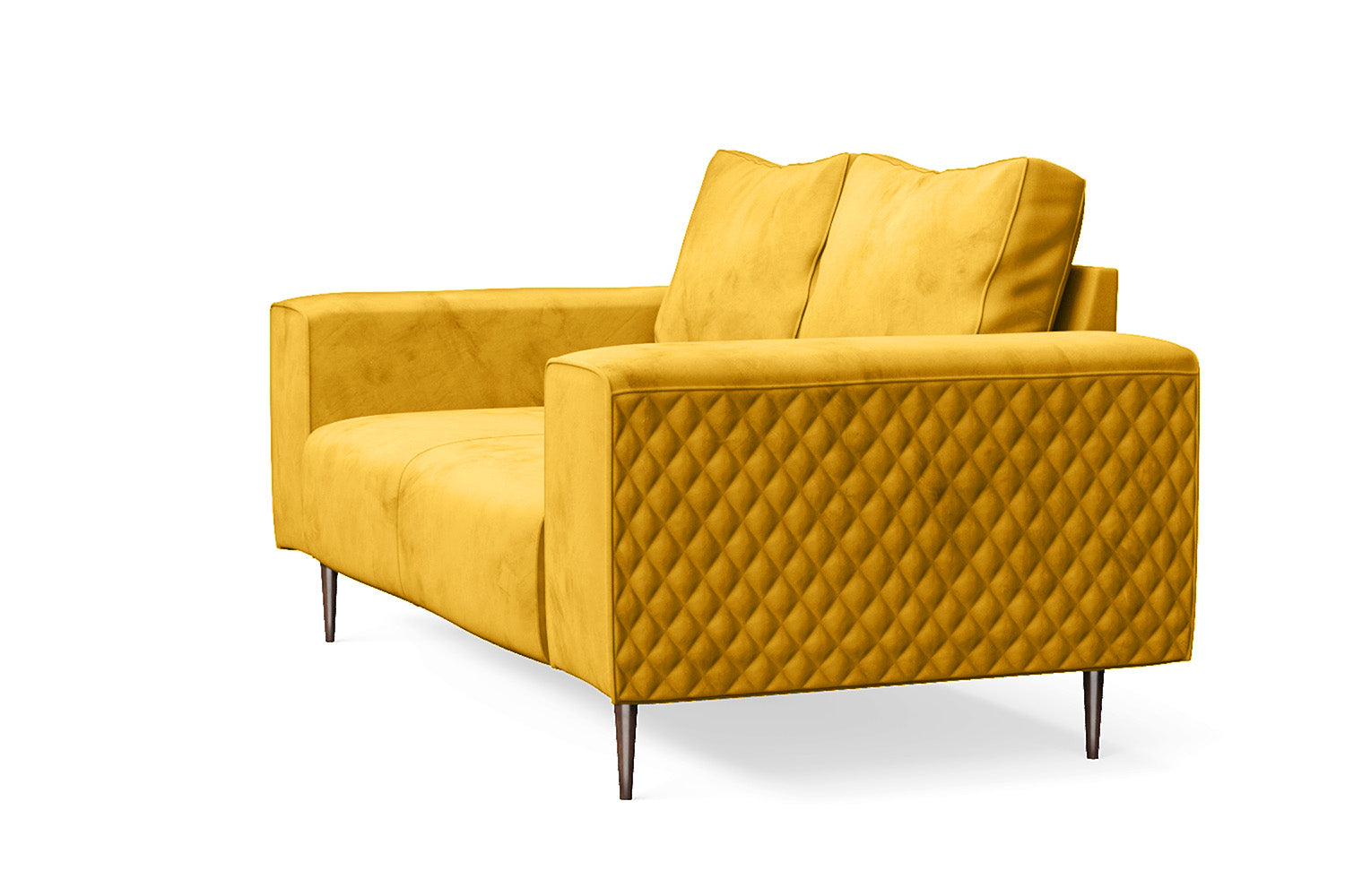 Udine 2 Seater Sofa Yellow Velvet