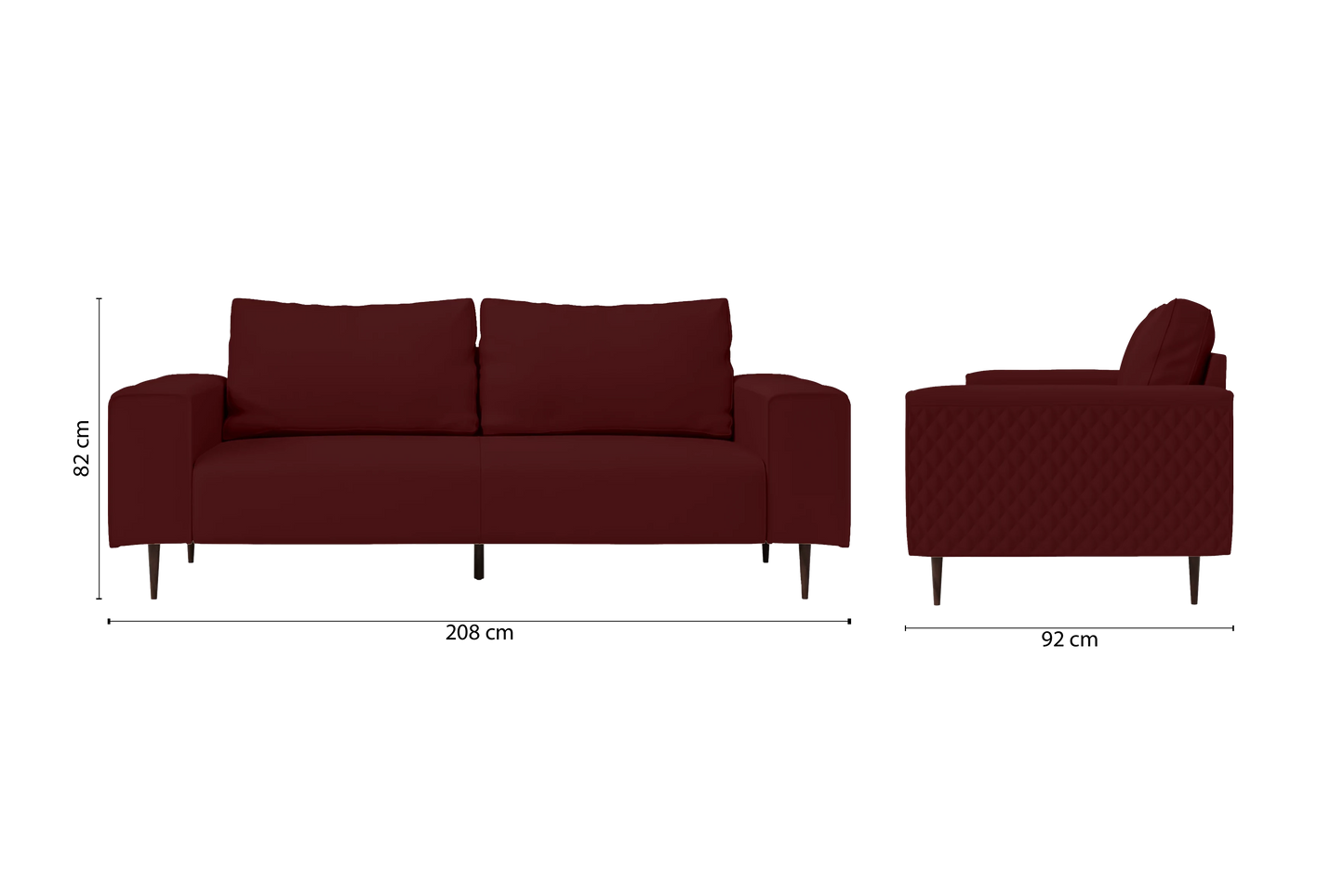 Udine 3 Seater Sofa Red Leather