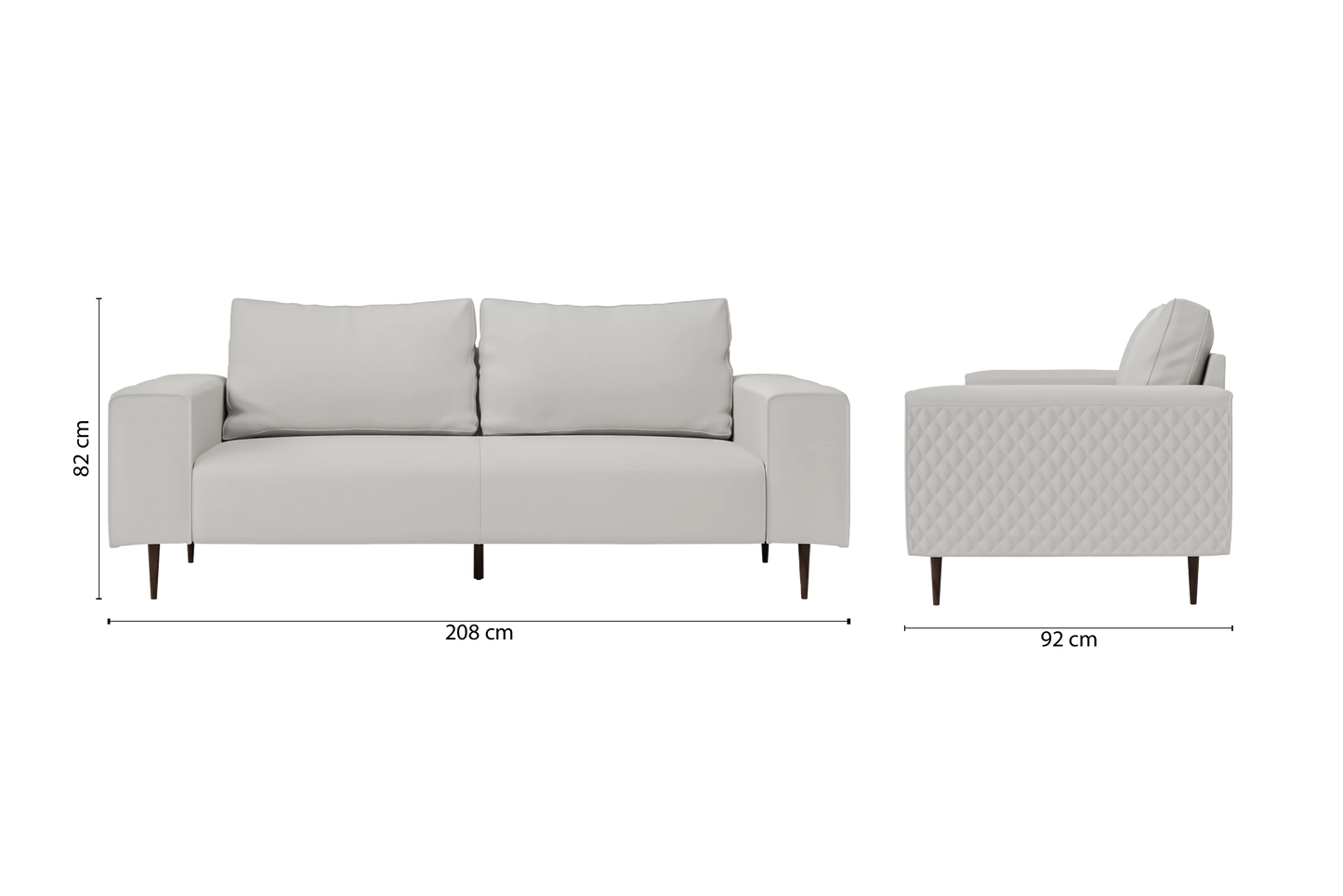 Udine 3 Seater Sofa White Leather