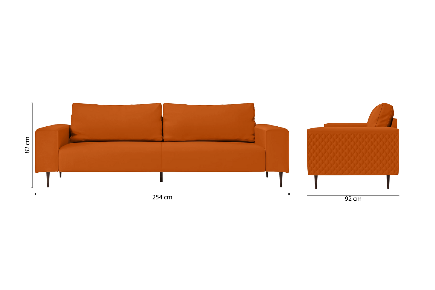 Udine 4 Seater Sofa Orange Leather