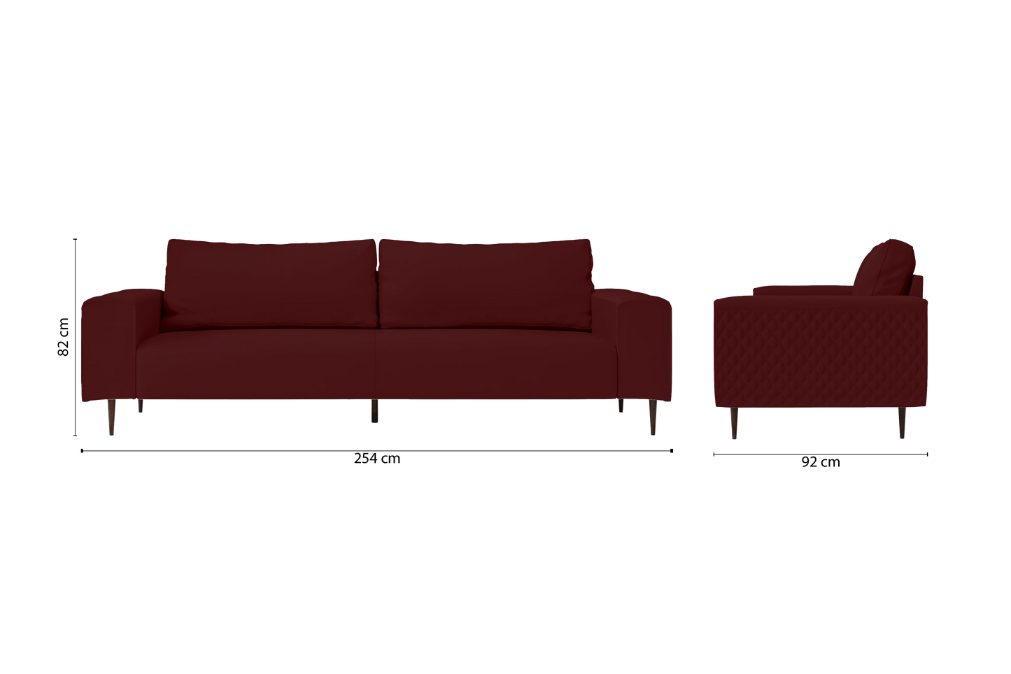 Udine 4 Seater Sofa Red Leather