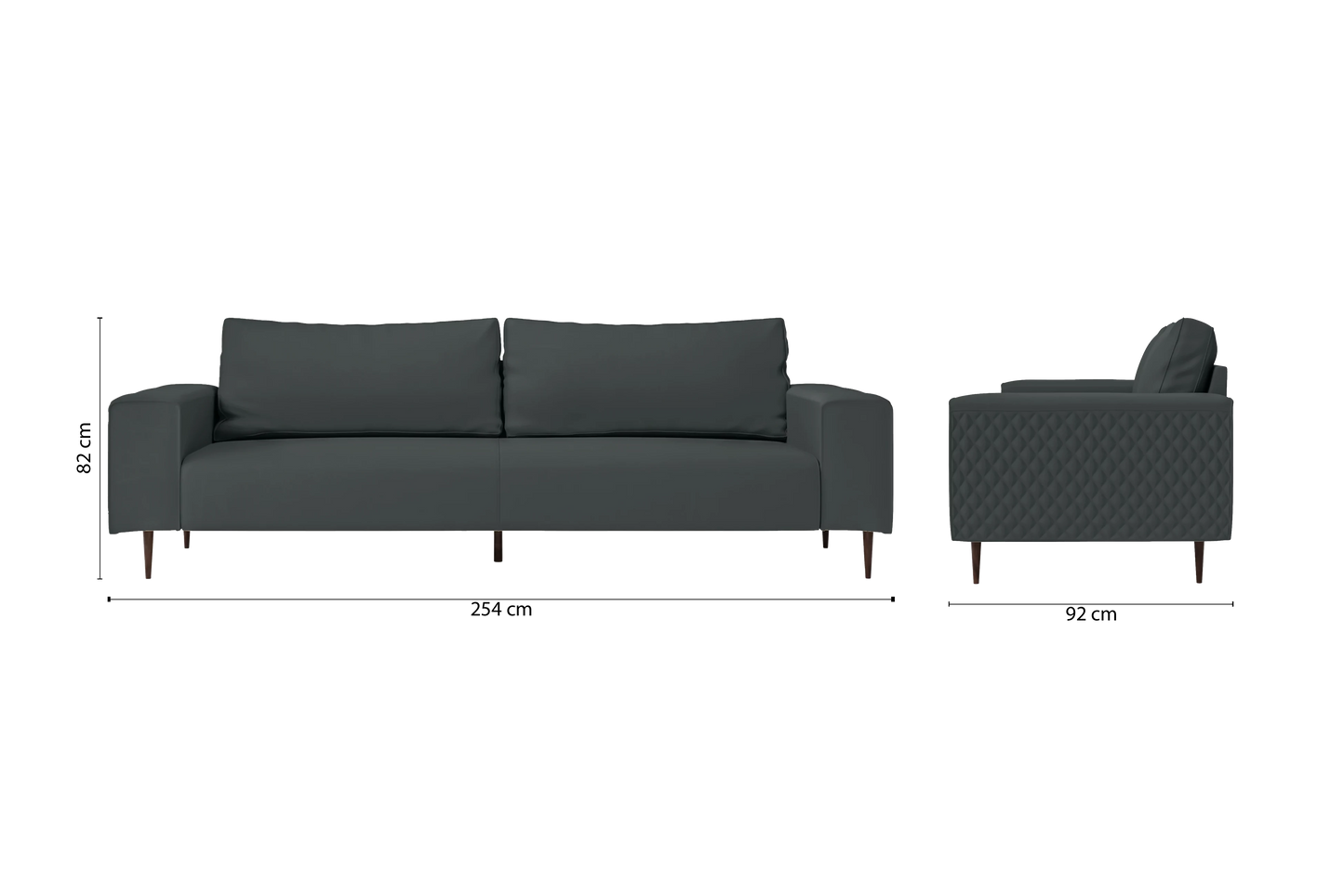 Udine 4 Seater Sofa Slate Leather