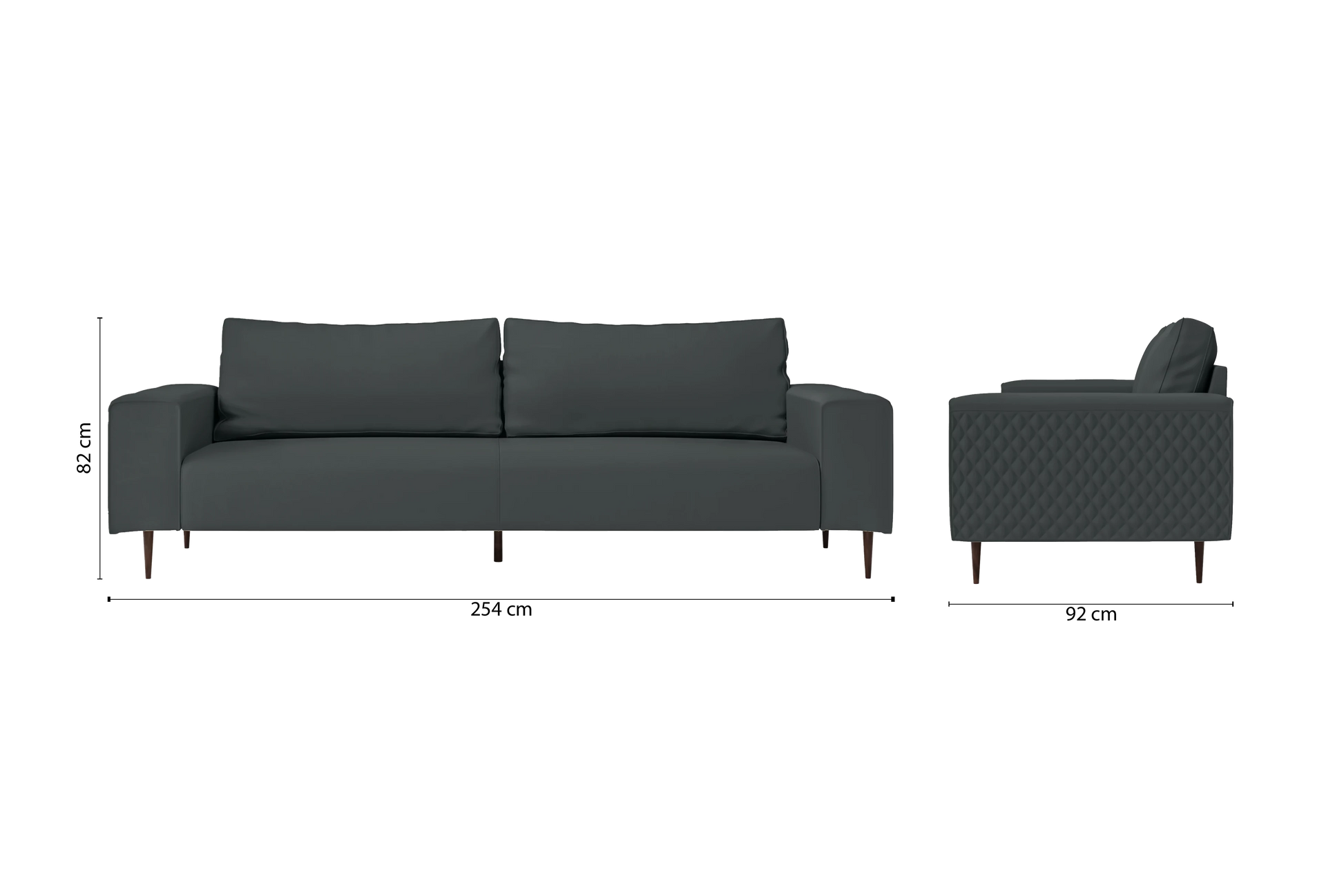 Udine 4 Seater Sofa Slate Leather