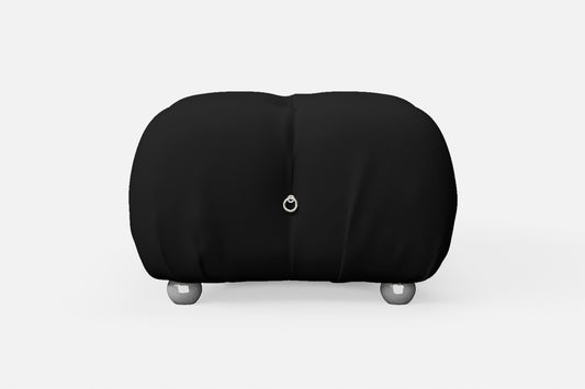 Varese Ottoman Black Leather Small