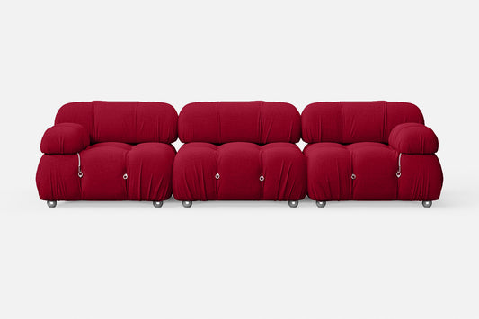 Varese 3 Seater Sofa Red Linen Fabric