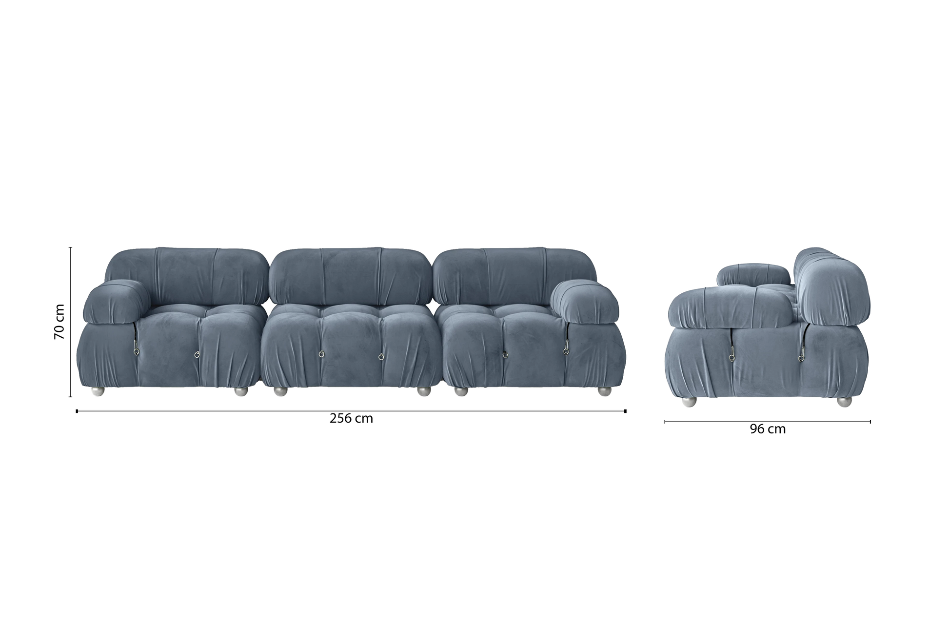 Varese 3 Seater Sofa Baby Blue Velvet