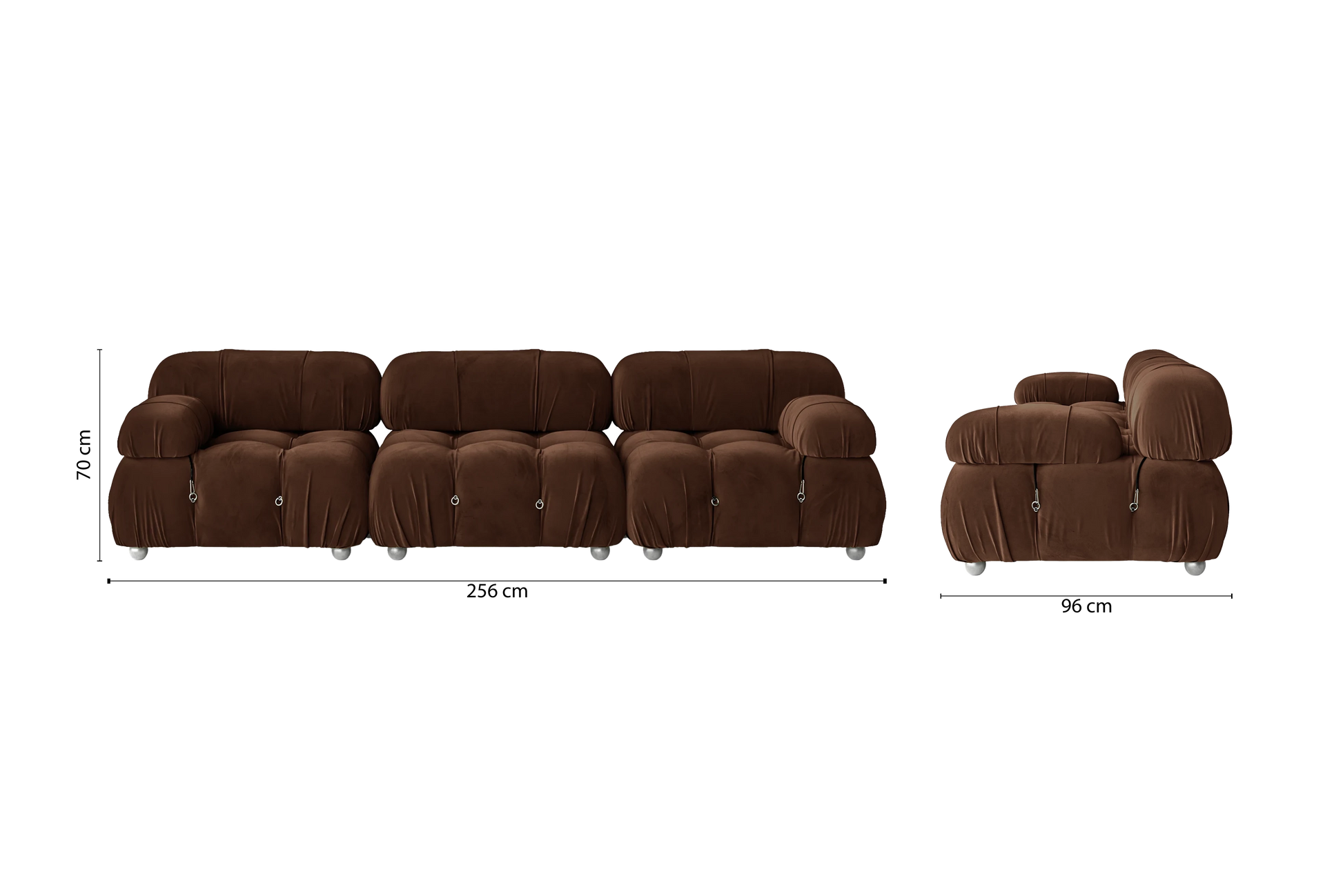 Varese 3 Seater Sofa Coffee Brown Velvet