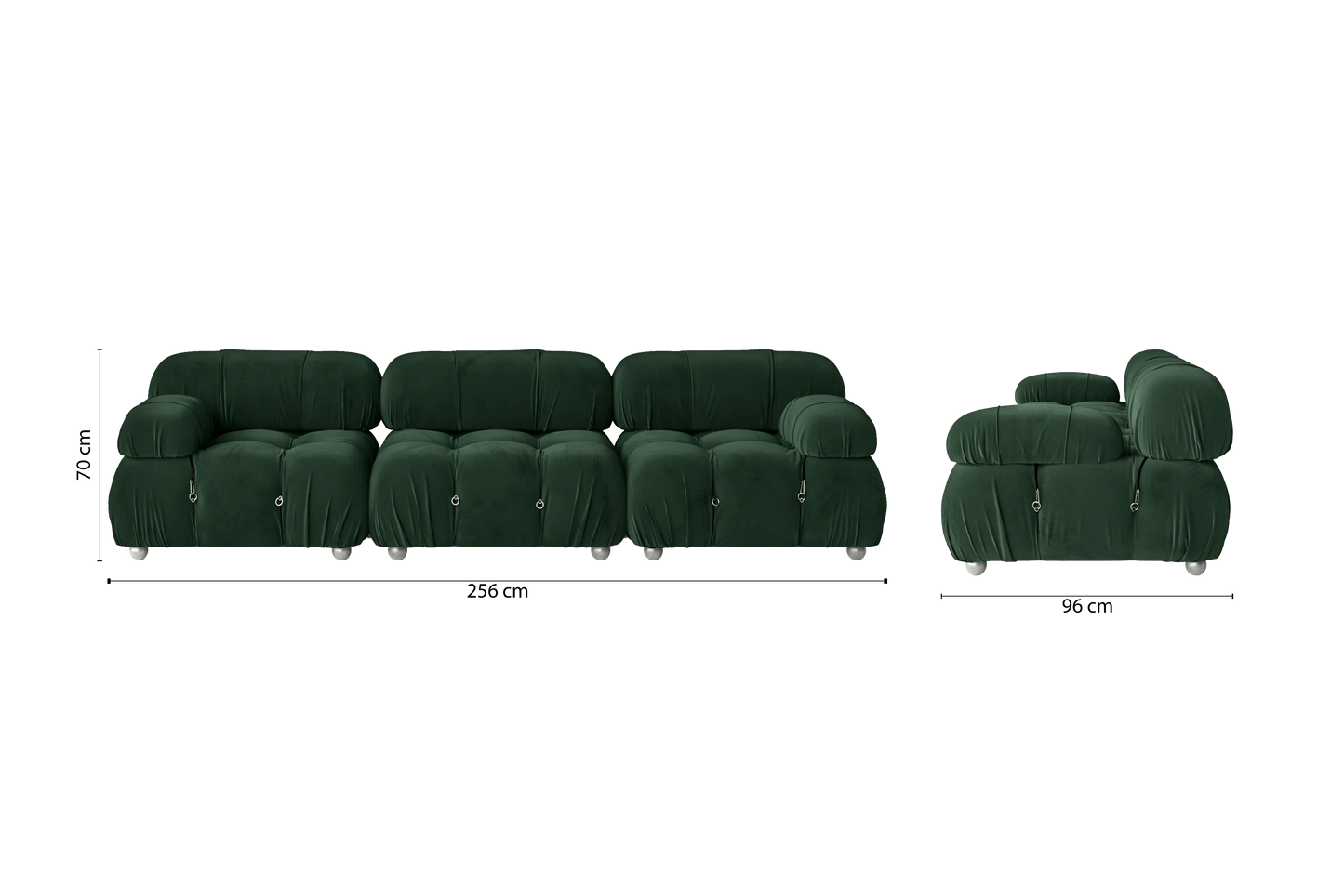 Varese 3 Seater Sofa Green Velvet