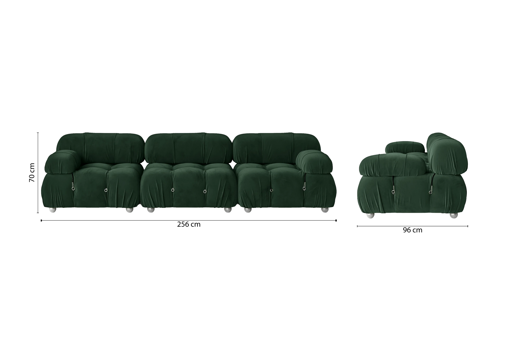 Varese 3 Seater Sofa Green Velvet