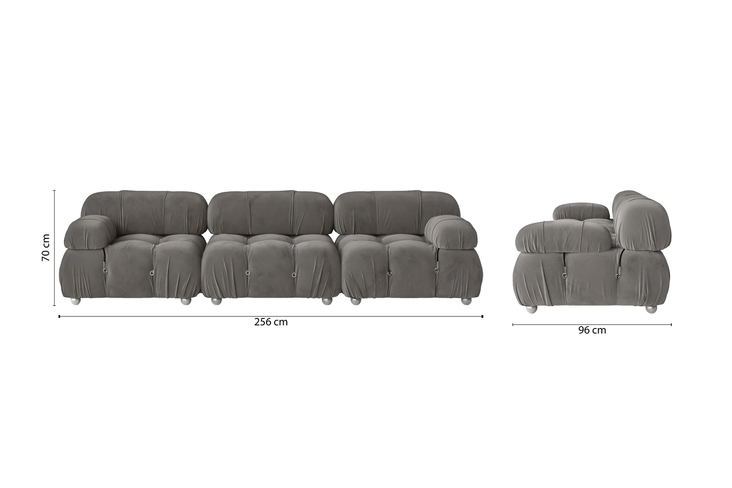 Varese 3 Seater Sofa Grey Velvet