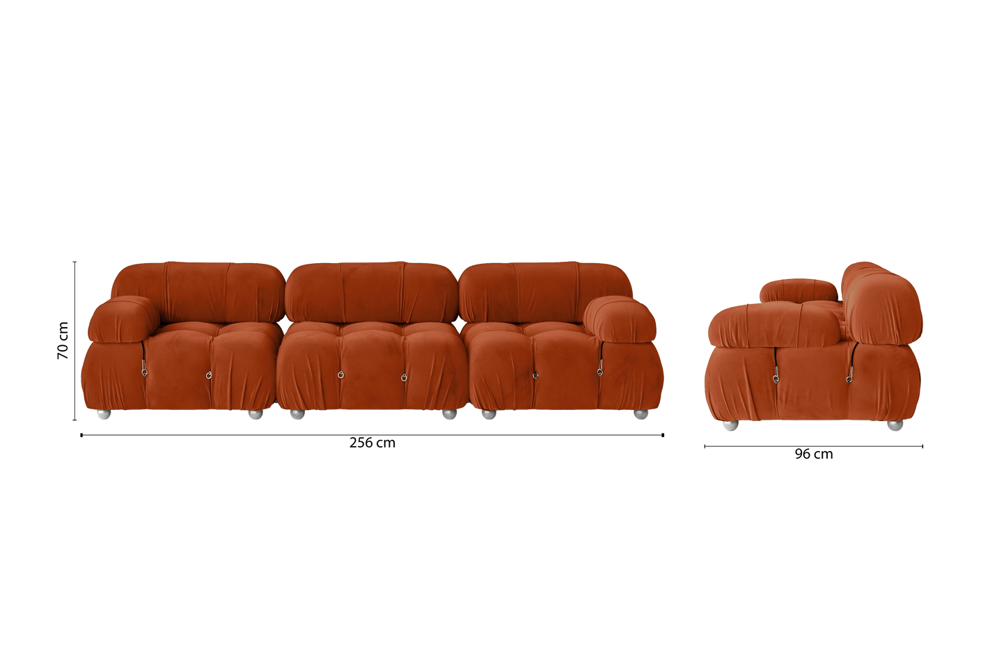 Varese 3 Seater Sofa Orange Velvet