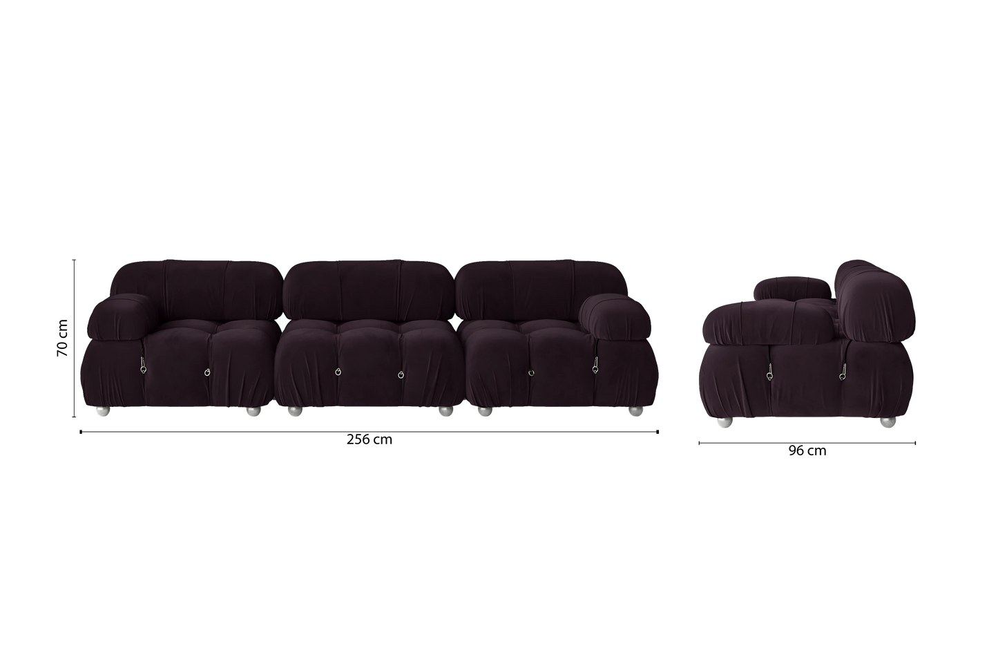 Varese 3 Seater Sofa Purple Velvet