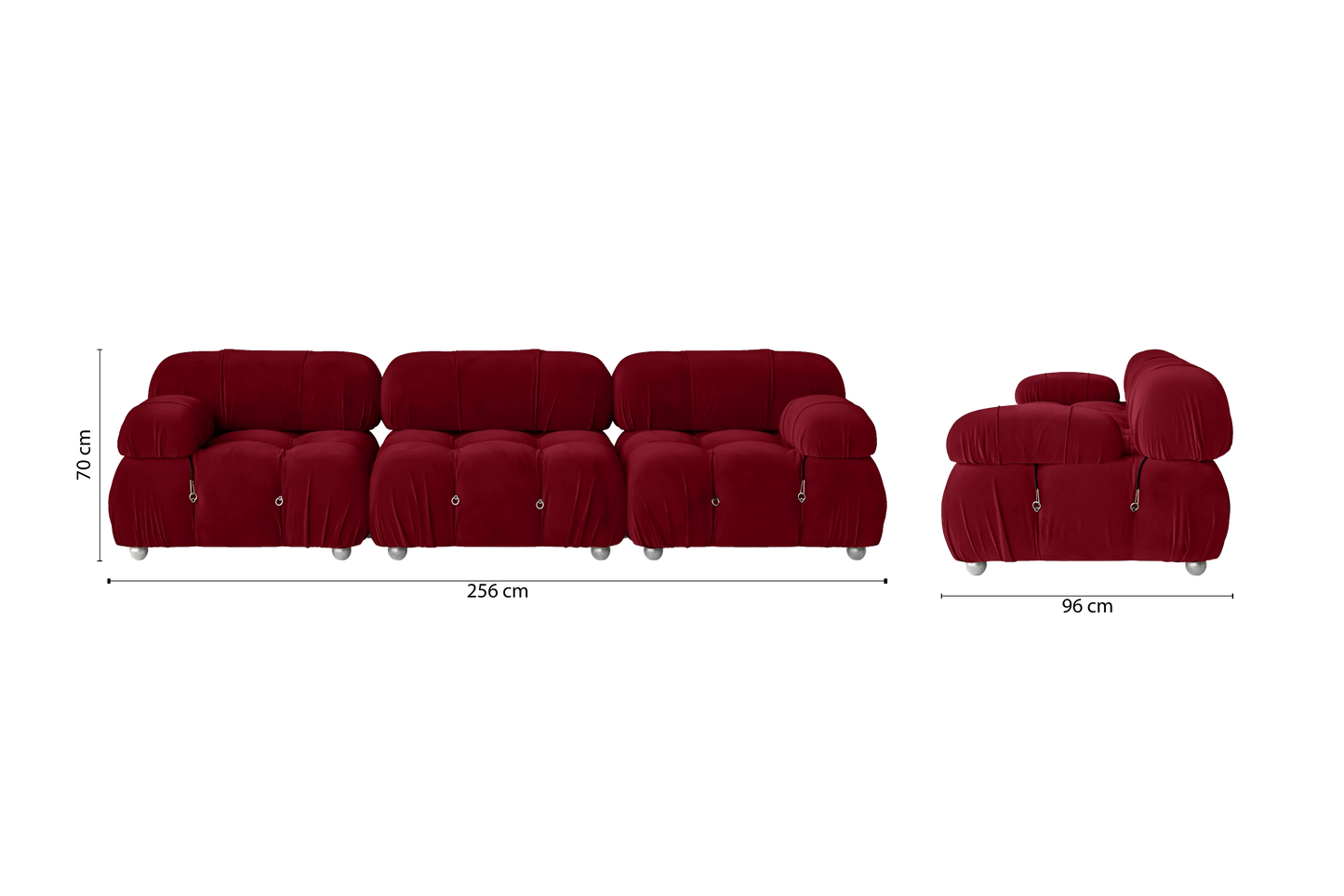 Varese 3 Seater Sofa Red Velvet