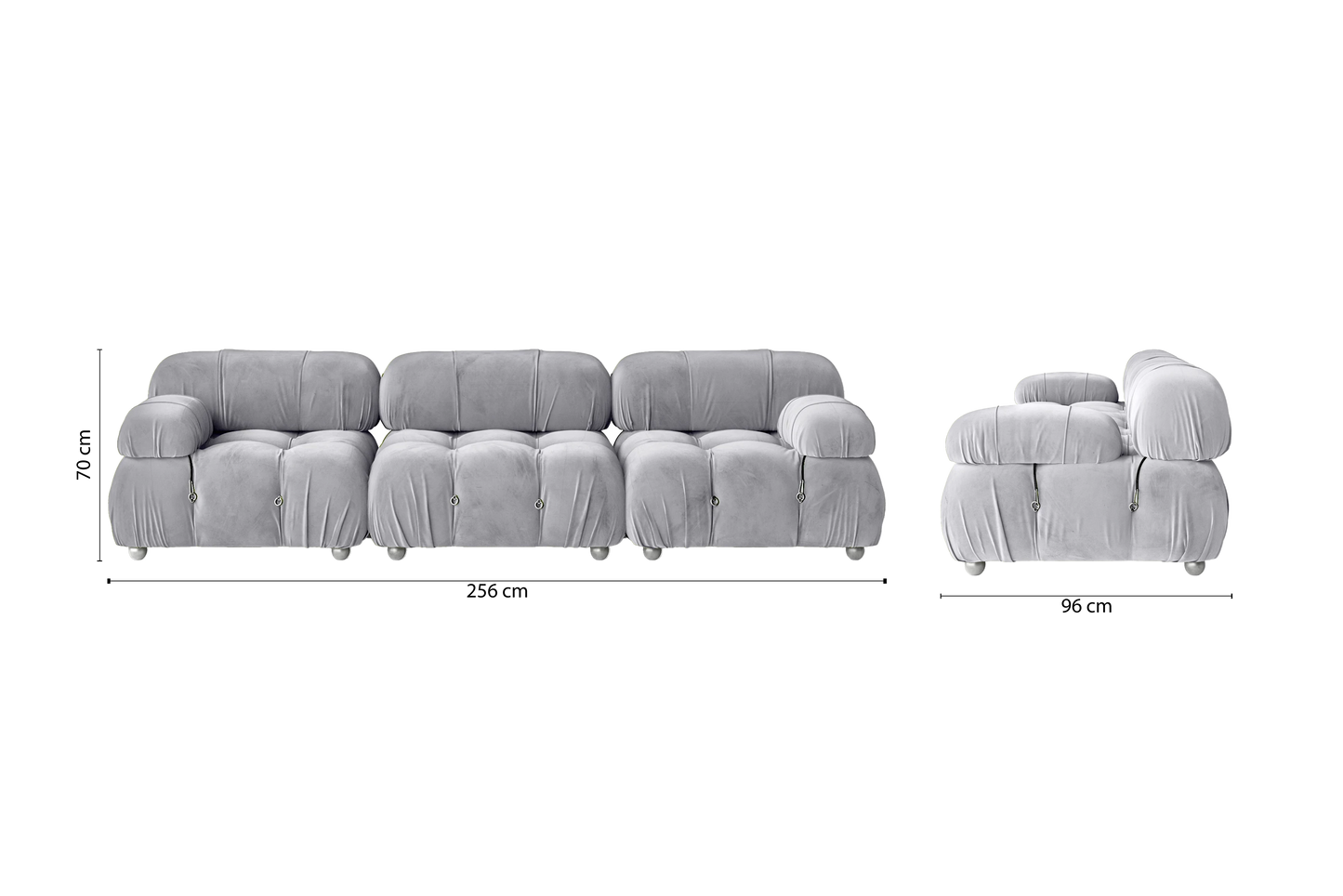 Varese 3 Seater Sofa Silver Velvet