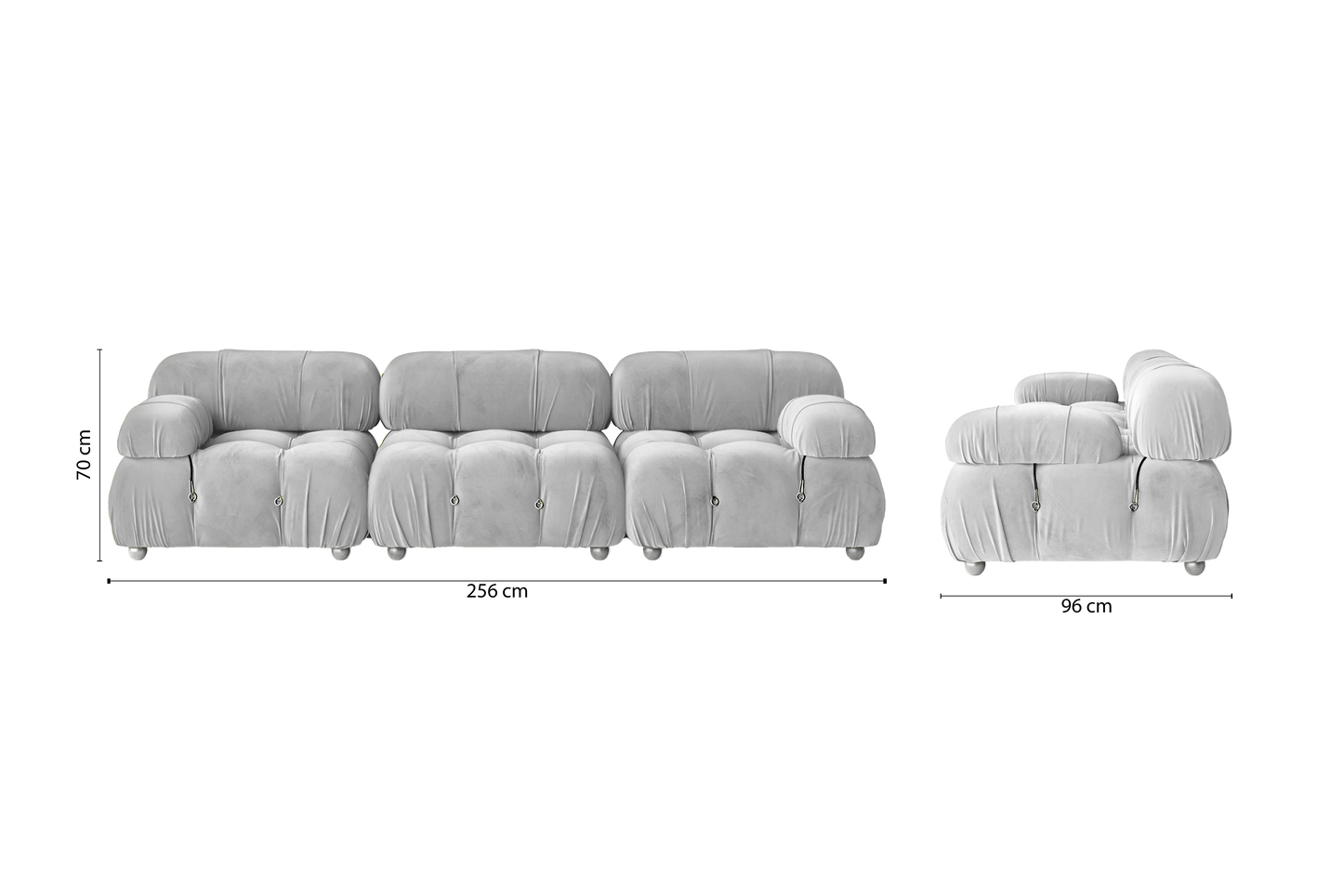 Varese 3 Seater Sofa White Velvet