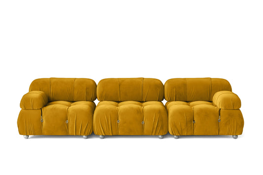 Varese 3 Seater Sofa Yellow Velvet