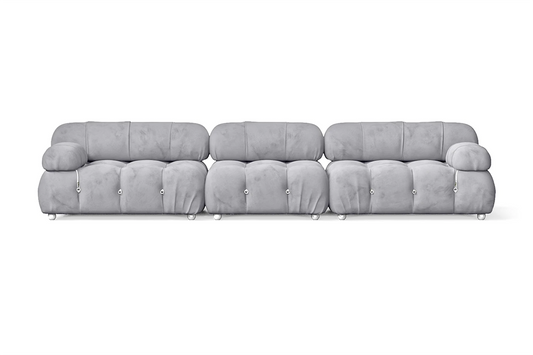 Varese 4 Seater Sofa Silver Velvet