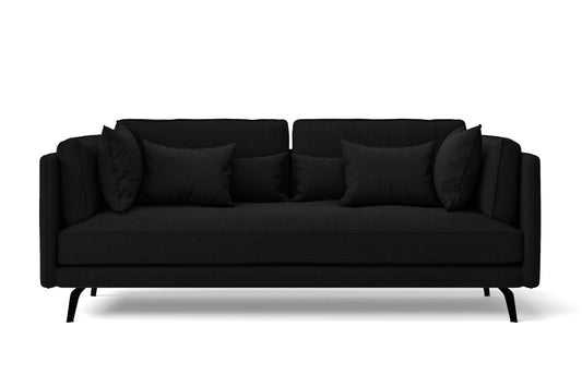 Velletri 3 Seater Sofa Black Linen Fabric