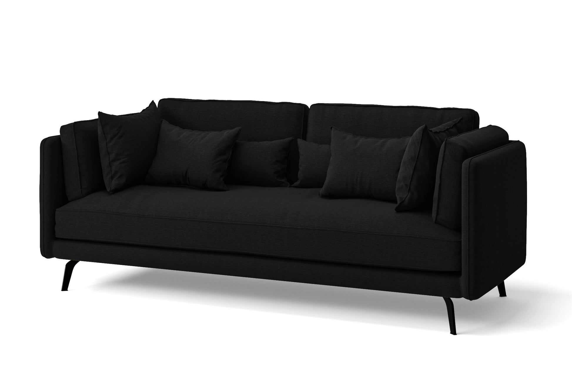 Velletri 3 Seater Sofa Black Linen Fabric