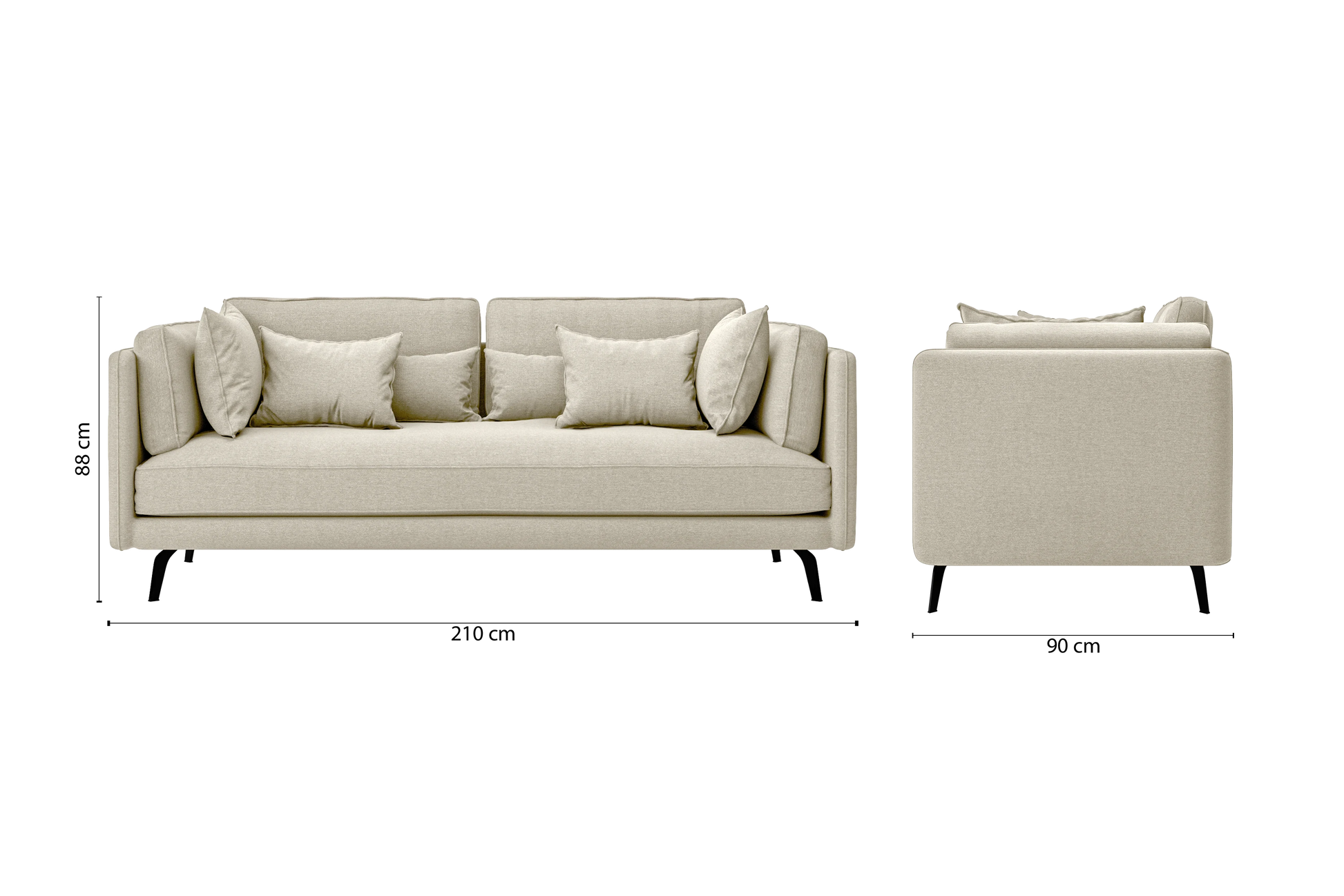 Velletri 3 Seater Sofa Cream Linen Fabric