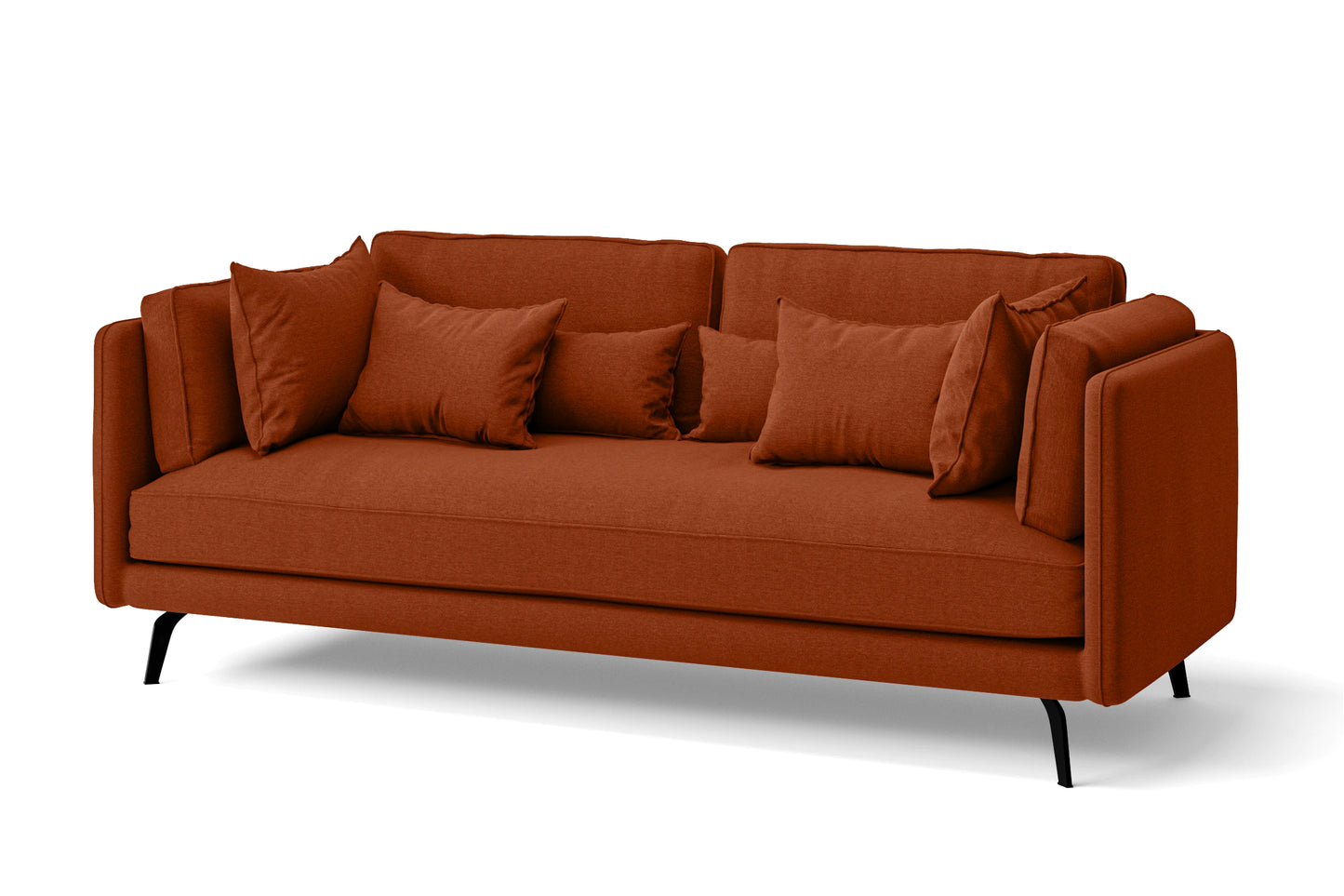 Velletri 3 Seater Sofa Orange Linen Fabric