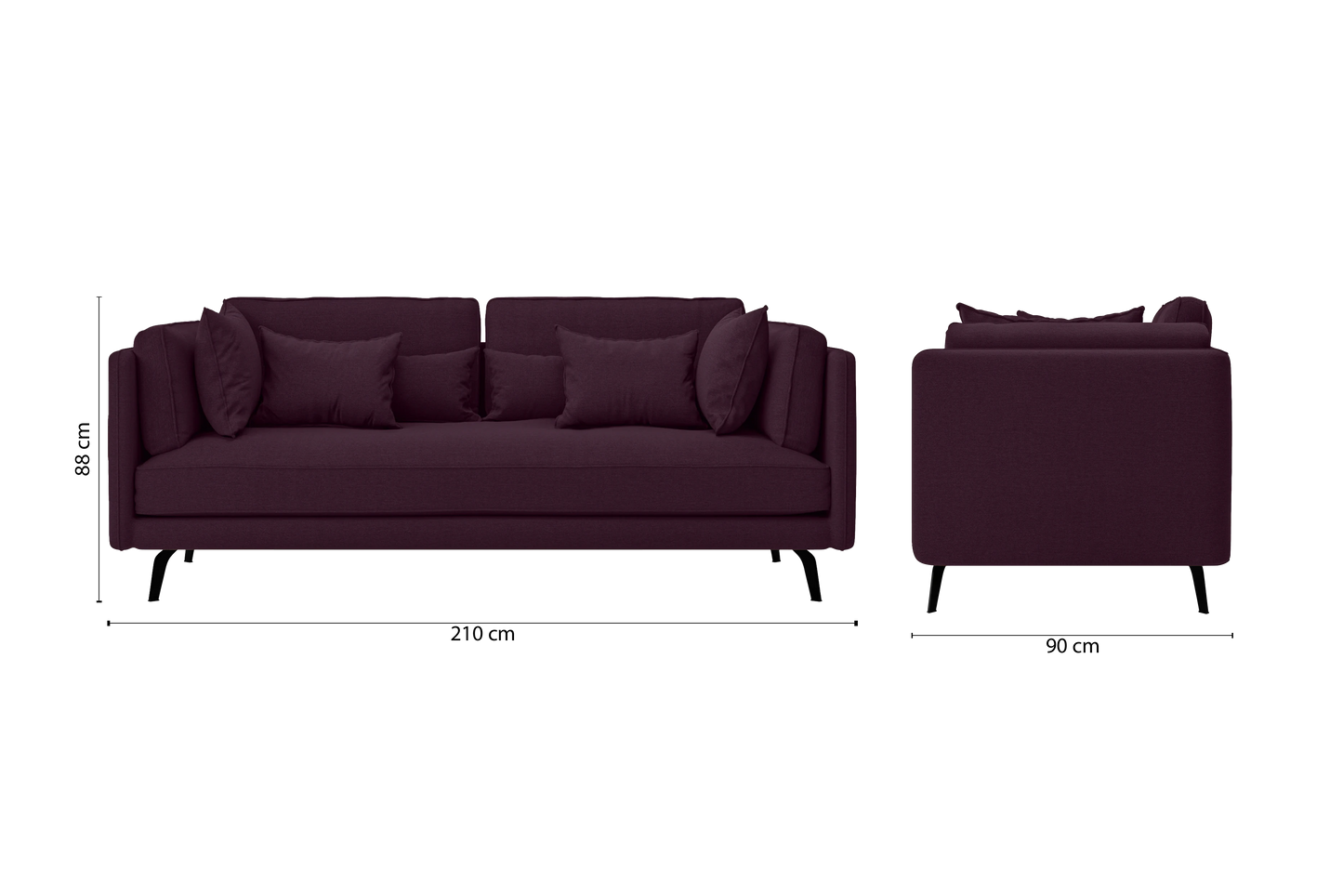 Velletri 3 Seater Sofa Purple Linen Fabric