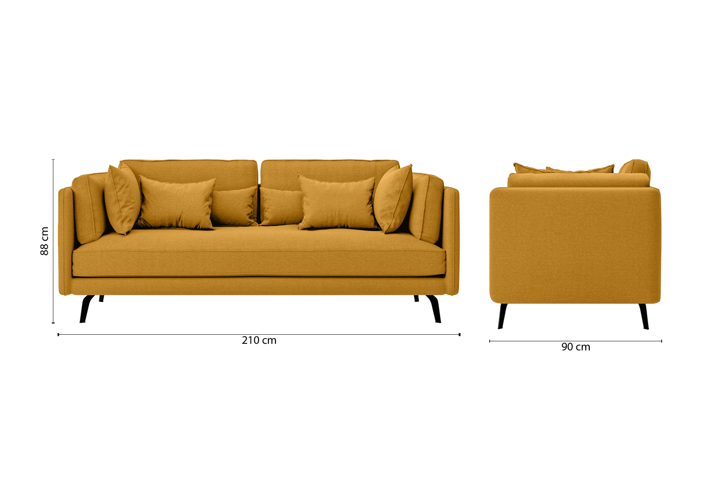 Velletri 3 Seater Sofa Yellow Linen Fabric