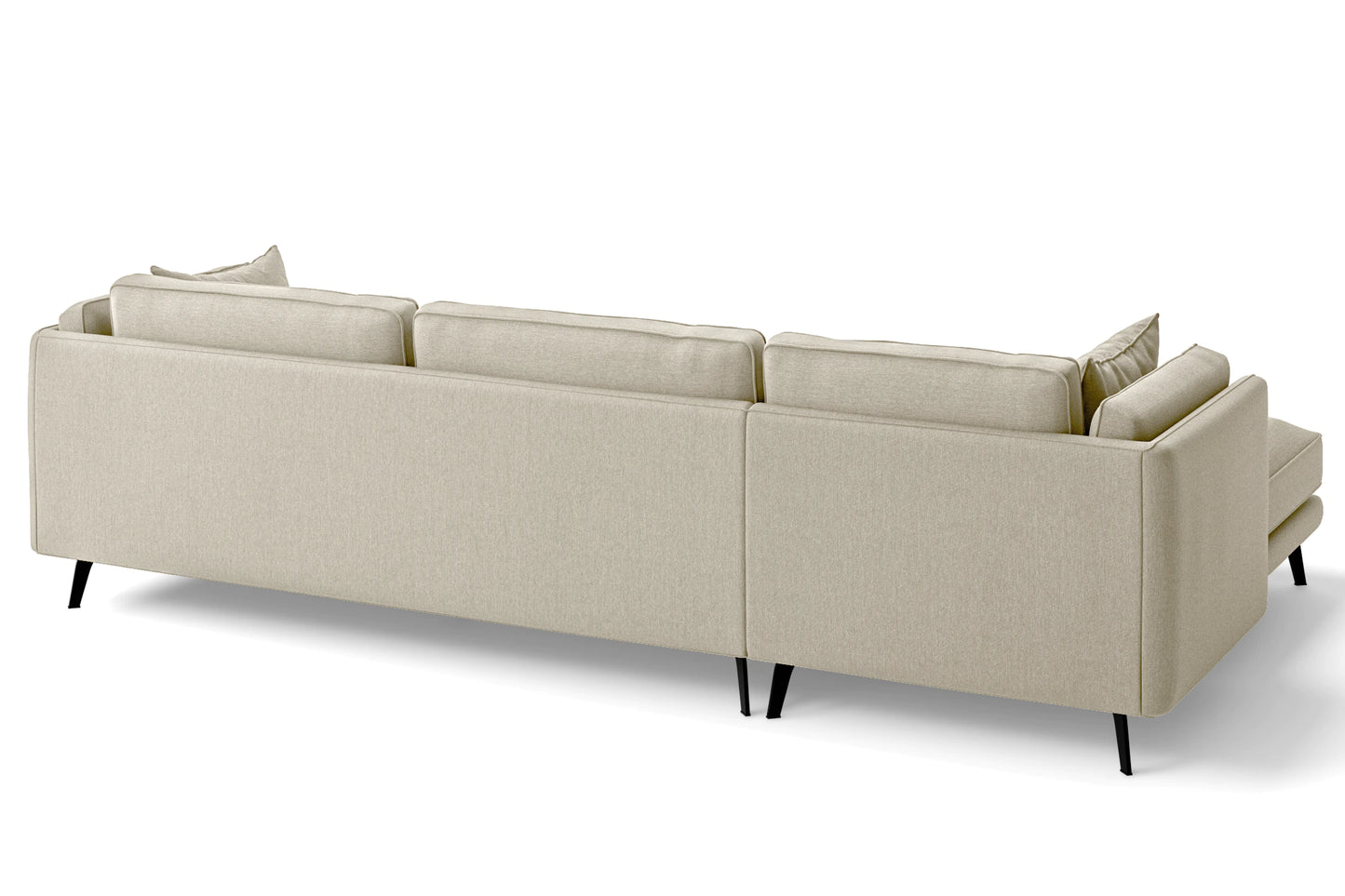 Velletri 4 Seater Left Hand Facing Chaise Lounge Corner Sofa Cream Linen Fabric