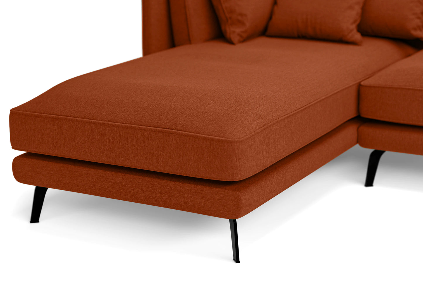 Velletri 4 Seater Left Hand Facing Chaise Lounge Corner Sofa Orange Linen Fabric