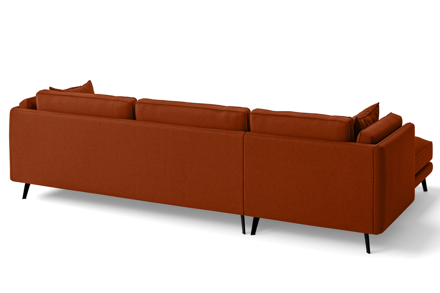 Velletri 4 Seater Left Hand Facing Chaise Lounge Corner Sofa Orange Linen Fabric