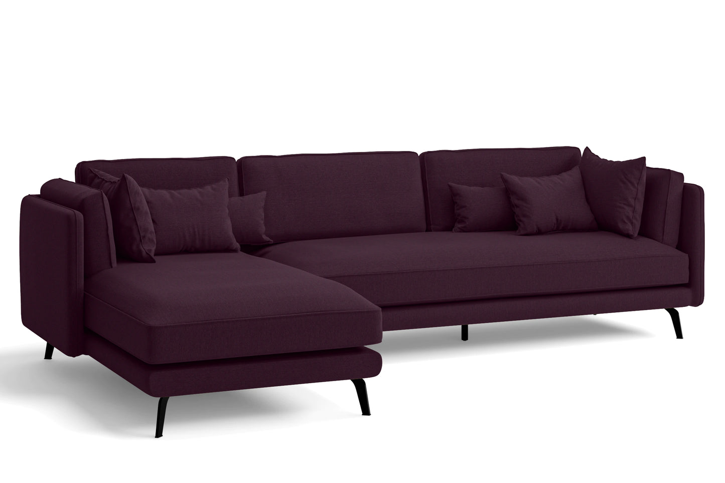 Velletri 4 Seater Left Hand Facing Chaise Lounge Corner Sofa Purple Linen Fabric