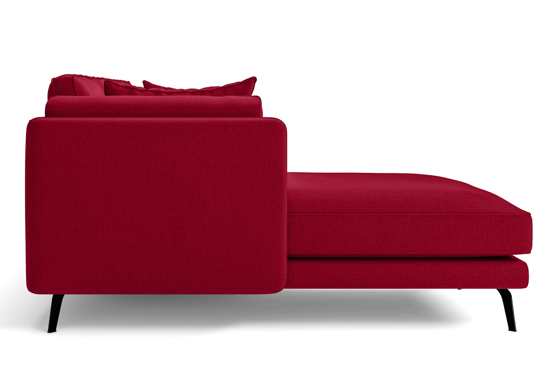 Velletri 4 Seater Left Hand Facing Chaise Lounge Corner Sofa Red Linen Fabric