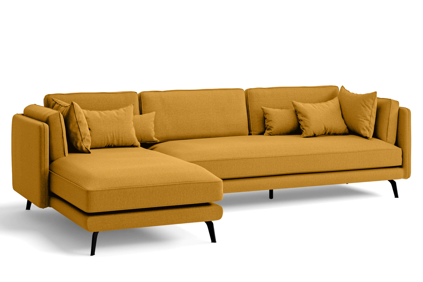 Velletri 4 Seater Left Hand Facing Chaise Lounge Corner Sofa Yellow Linen Fabric