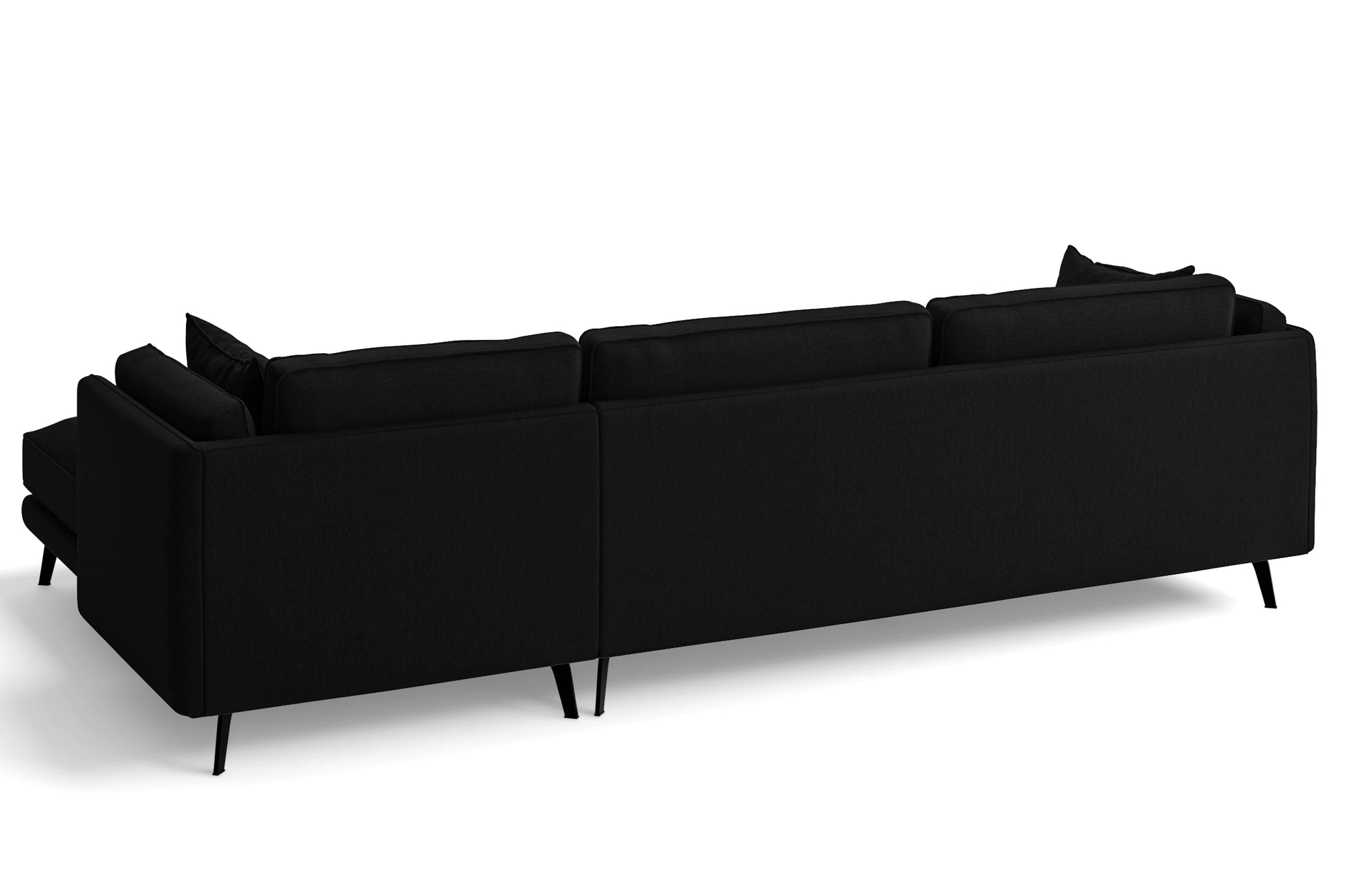 Velletri 4 Seater Right Hand Facing Chaise Lounge Corner Sofa Black Linen Fabric