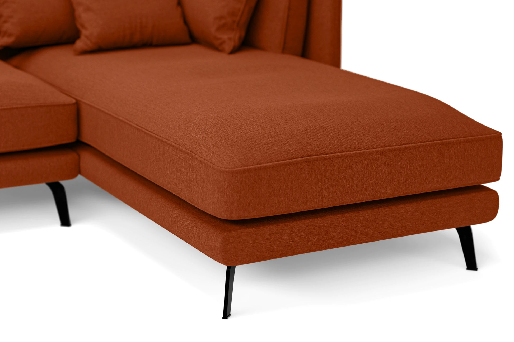 Velletri 4 Seater Right Hand Facing Chaise Lounge Corner Sofa Orange Linen Fabric