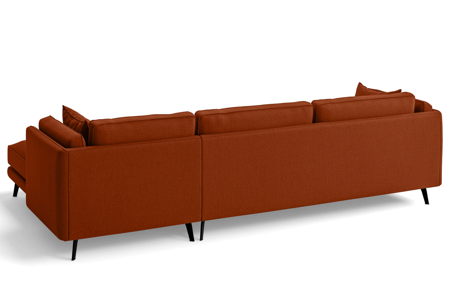 Velletri 4 Seater Right Hand Facing Chaise Lounge Corner Sofa Orange Linen Fabric