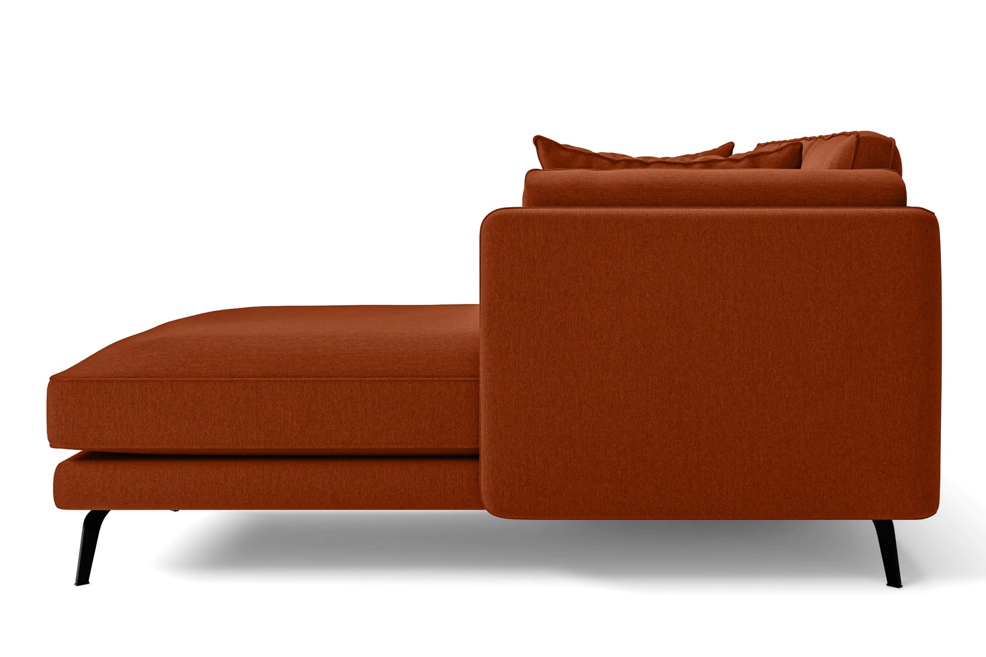 Velletri 4 Seater Right Hand Facing Chaise Lounge Corner Sofa Orange Linen Fabric