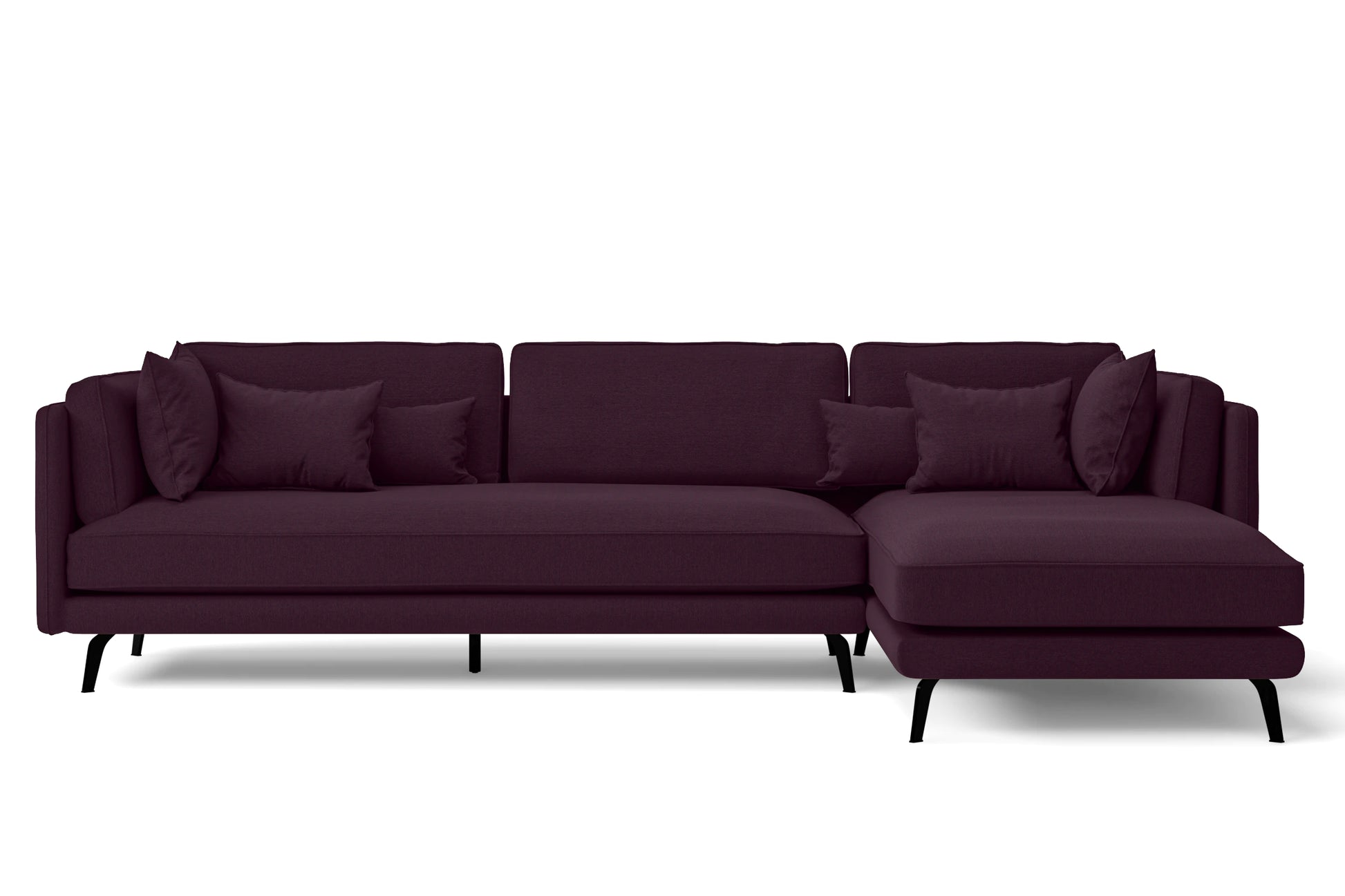 Velletri 4 Seater Right Hand Facing Chaise Lounge Corner Sofa Purple Linen Fabric