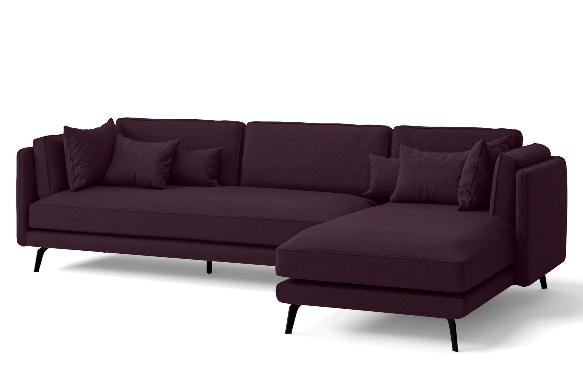 Velletri 4 Seater Right Hand Facing Chaise Lounge Corner Sofa Purple Linen Fabric