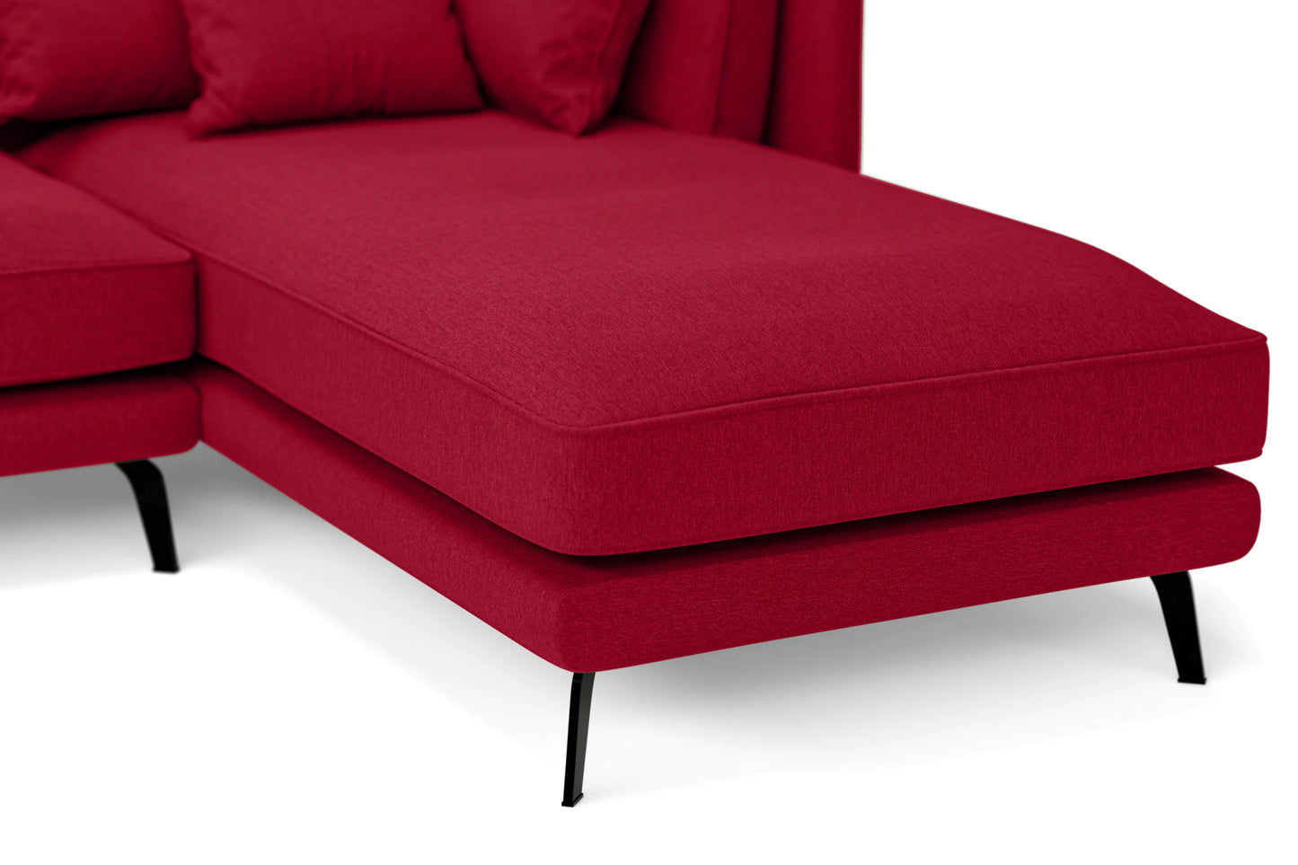 Velletri 4 Seater Right Hand Facing Chaise Lounge Corner Sofa Red Linen Fabric