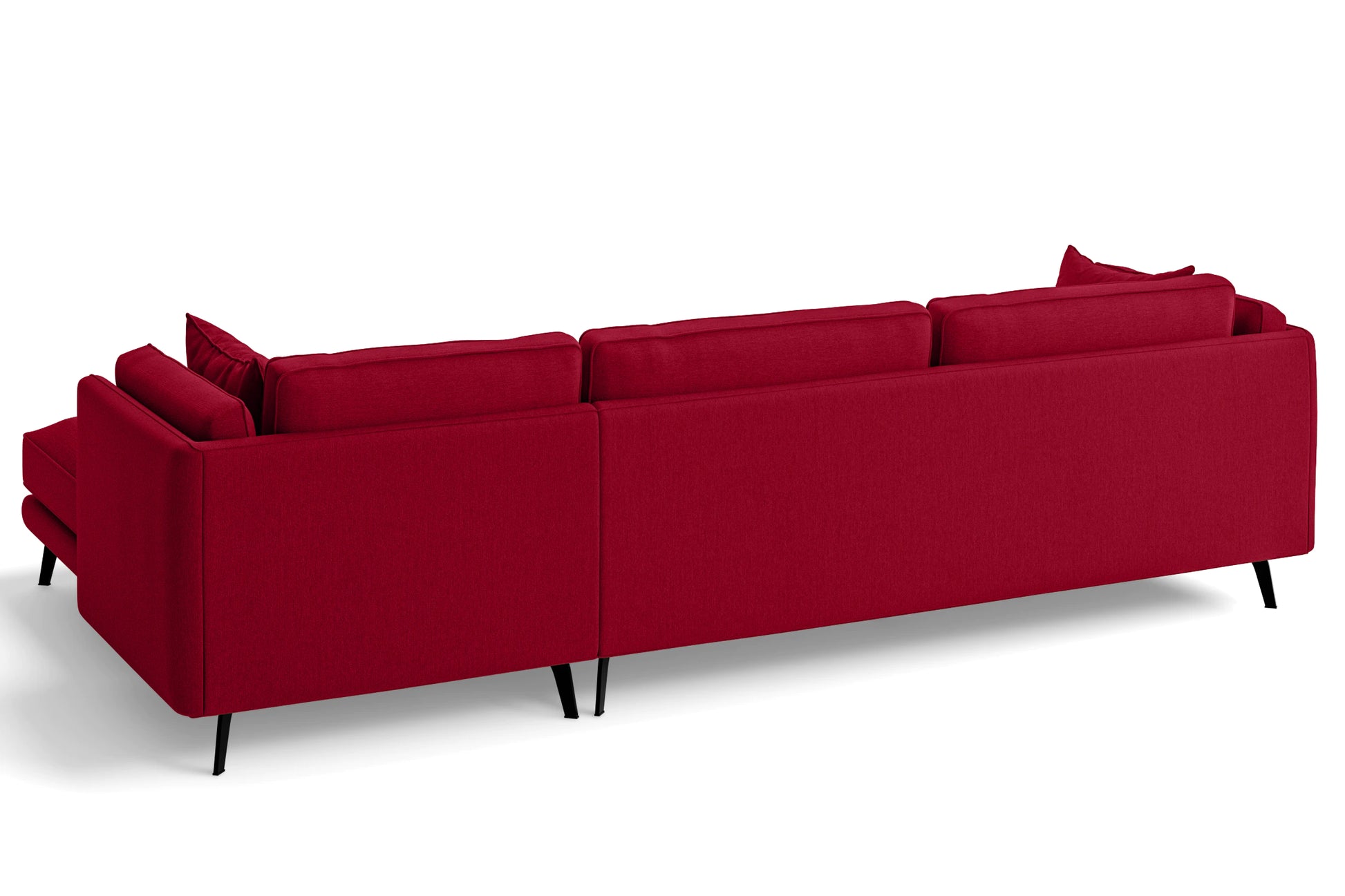 Velletri 4 Seater Right Hand Facing Chaise Lounge Corner Sofa Red Linen Fabric